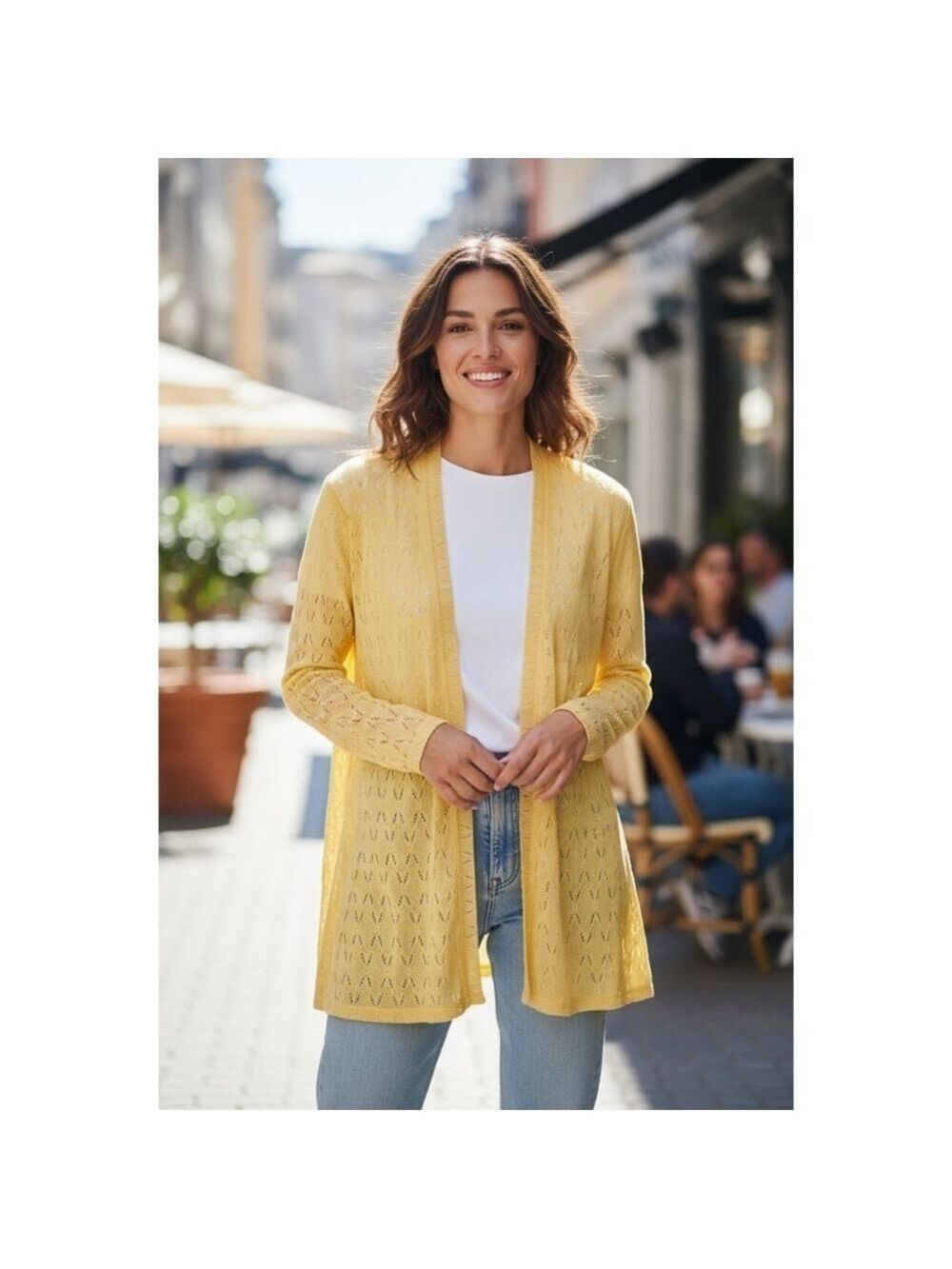 Allison Daley Open Front Eyelet Knitted Cardigan, Size Large,New With Tags